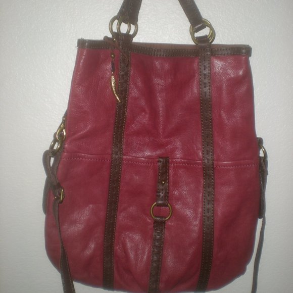 Lucky Brand Handbags - LUCKY Brand  Red  Leather  Fold Over  Bag Shoulder Bag Tote